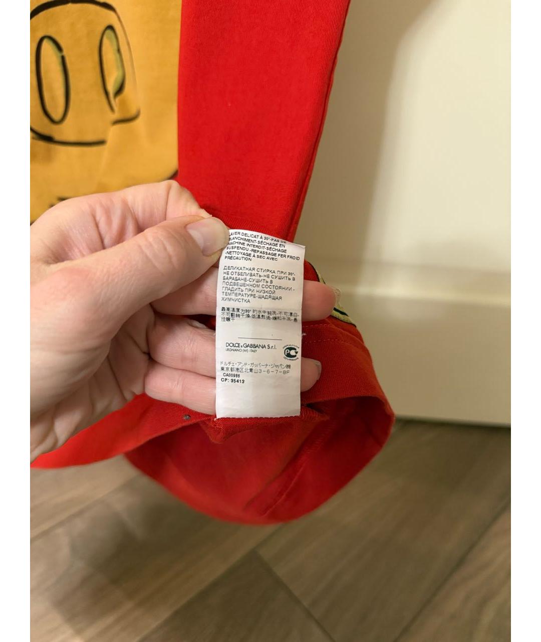 DOLCE&GABBANA Красная хлопковая футболка, фото 5