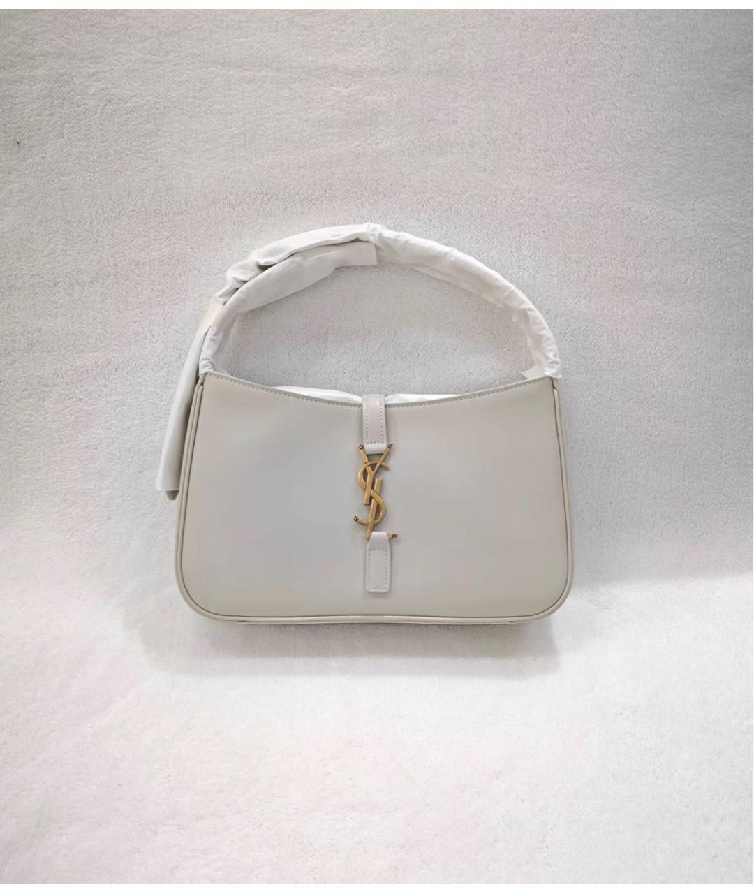 SAINT LAURENT Белая кожаная сумка с короткими ручками, фото 2