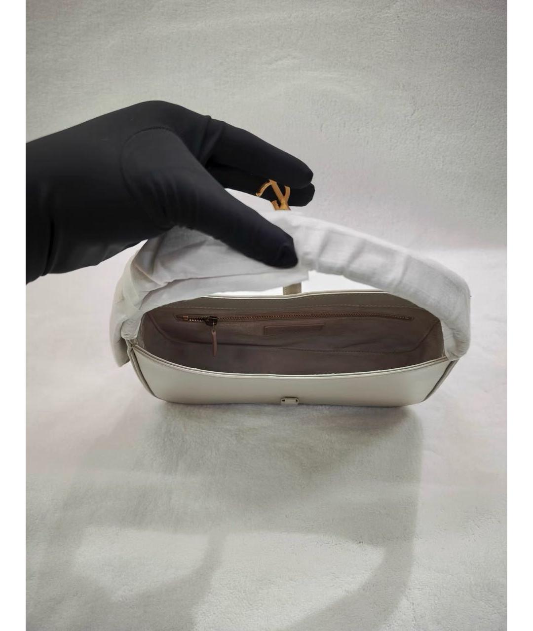 SAINT LAURENT Белая кожаная сумка с короткими ручками, фото 5