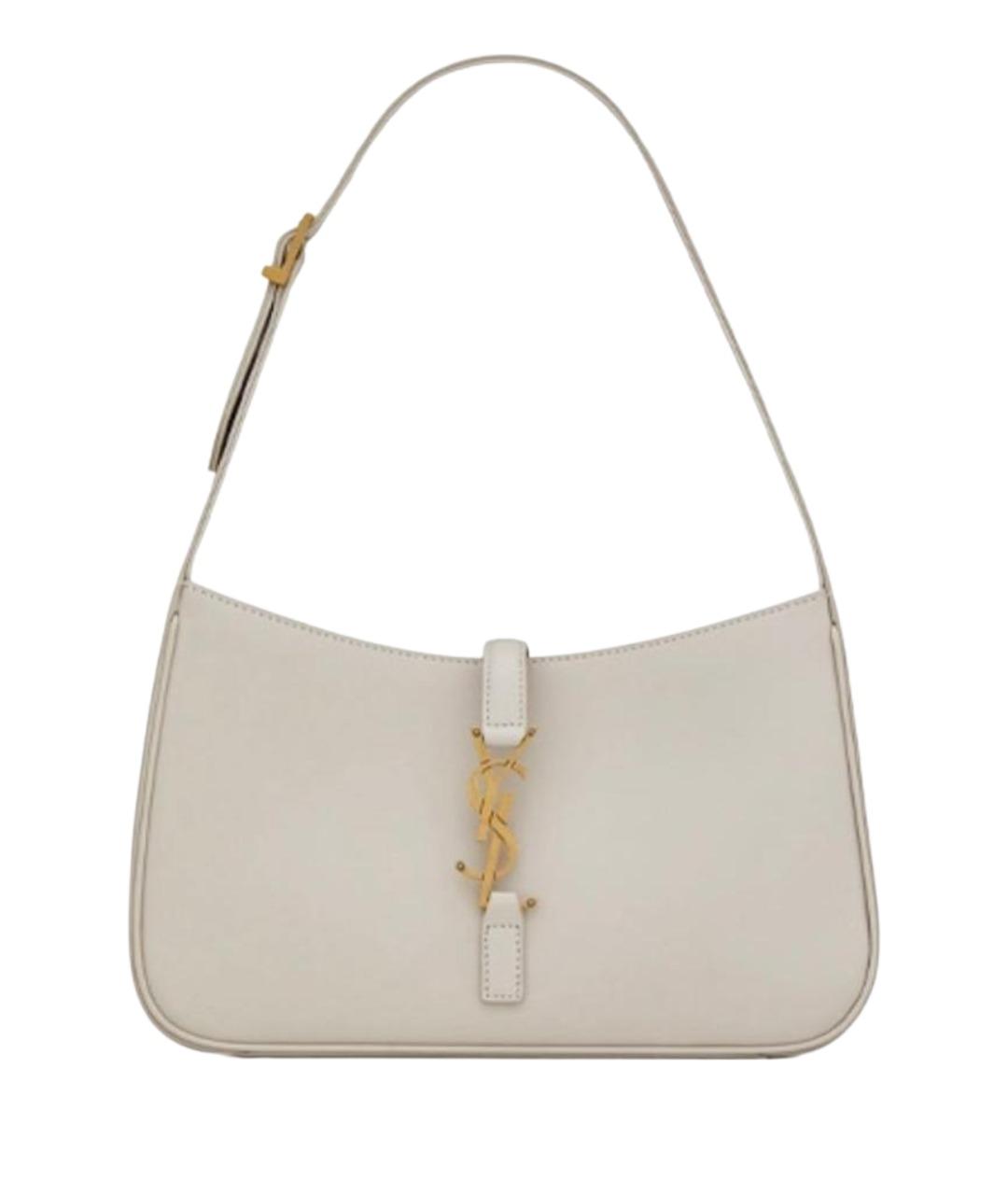 SAINT LAURENT Белая кожаная сумка с короткими ручками, фото 1