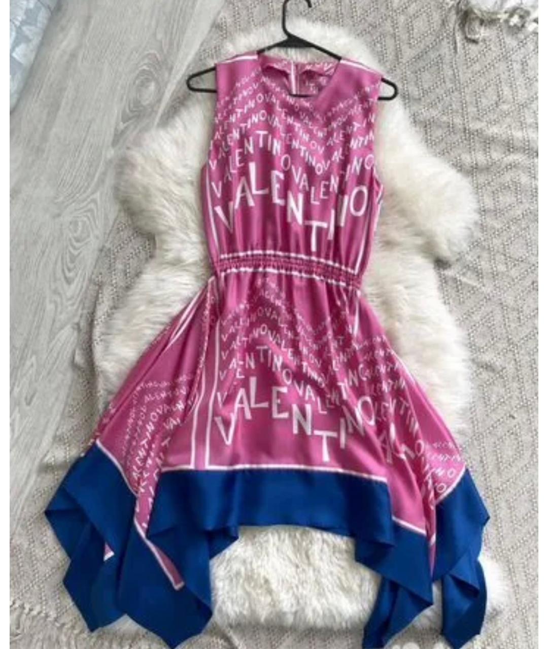 VALENTINO Фуксия шелковое коктейльное платье, фото 3