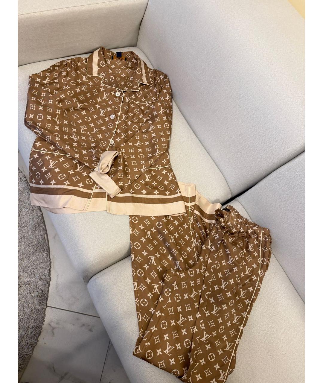 LOUIS VUITTON Коричневый шелковый костюм с брюками, фото 5