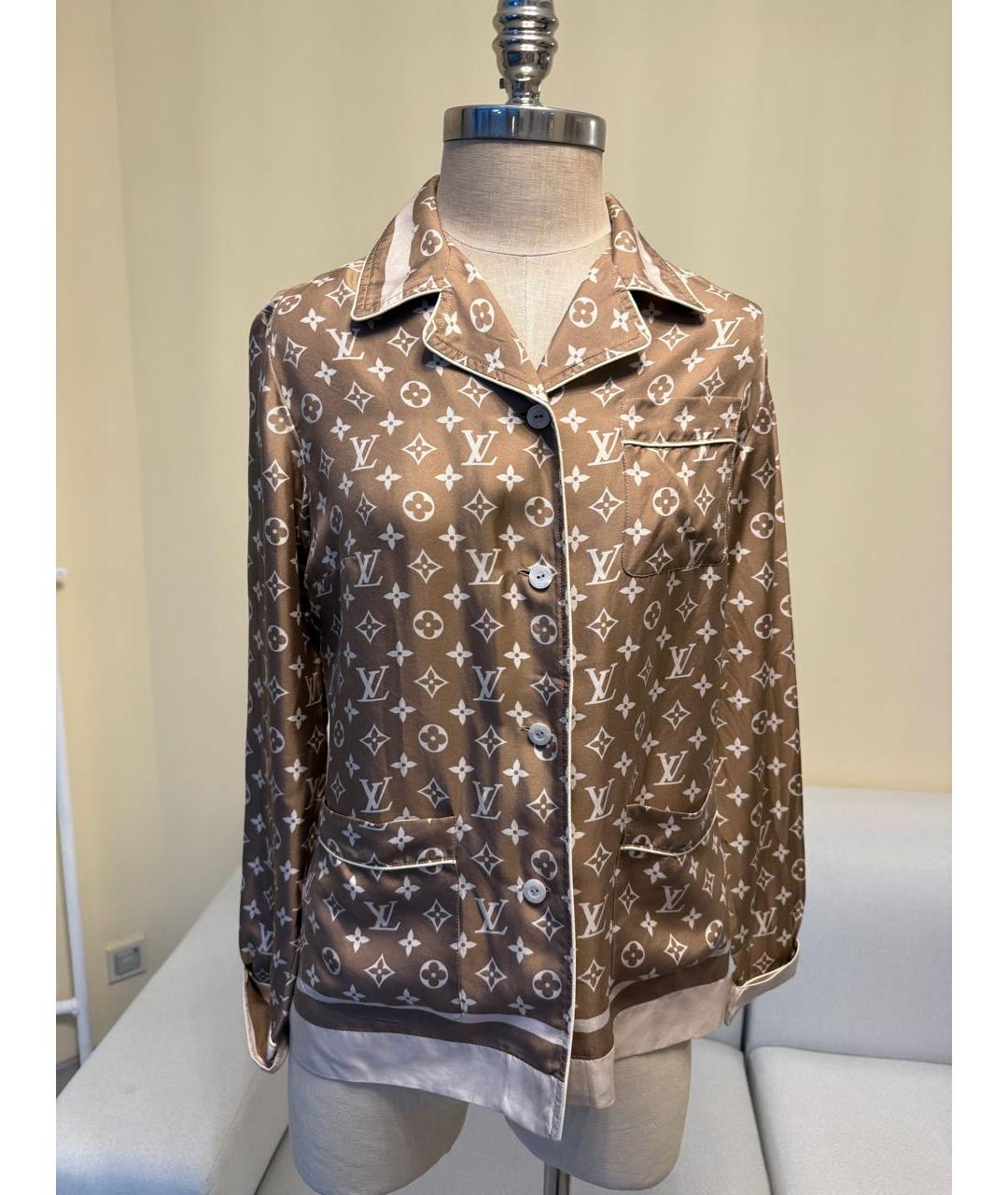 LOUIS VUITTON Коричневый шелковый костюм с брюками, фото 2