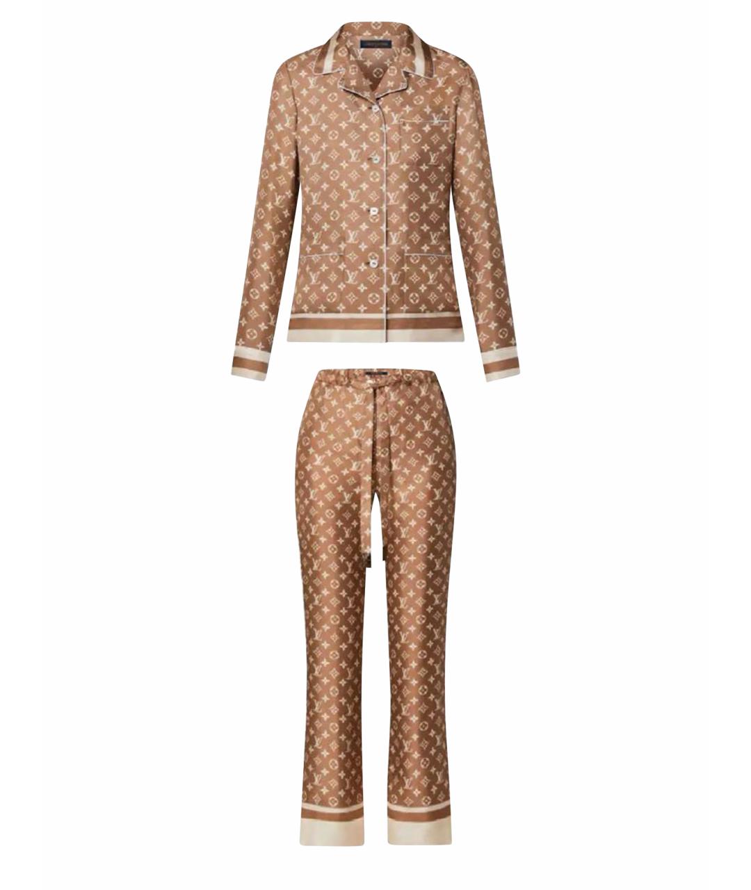 LOUIS VUITTON Коричневый шелковый костюм с брюками, фото 1