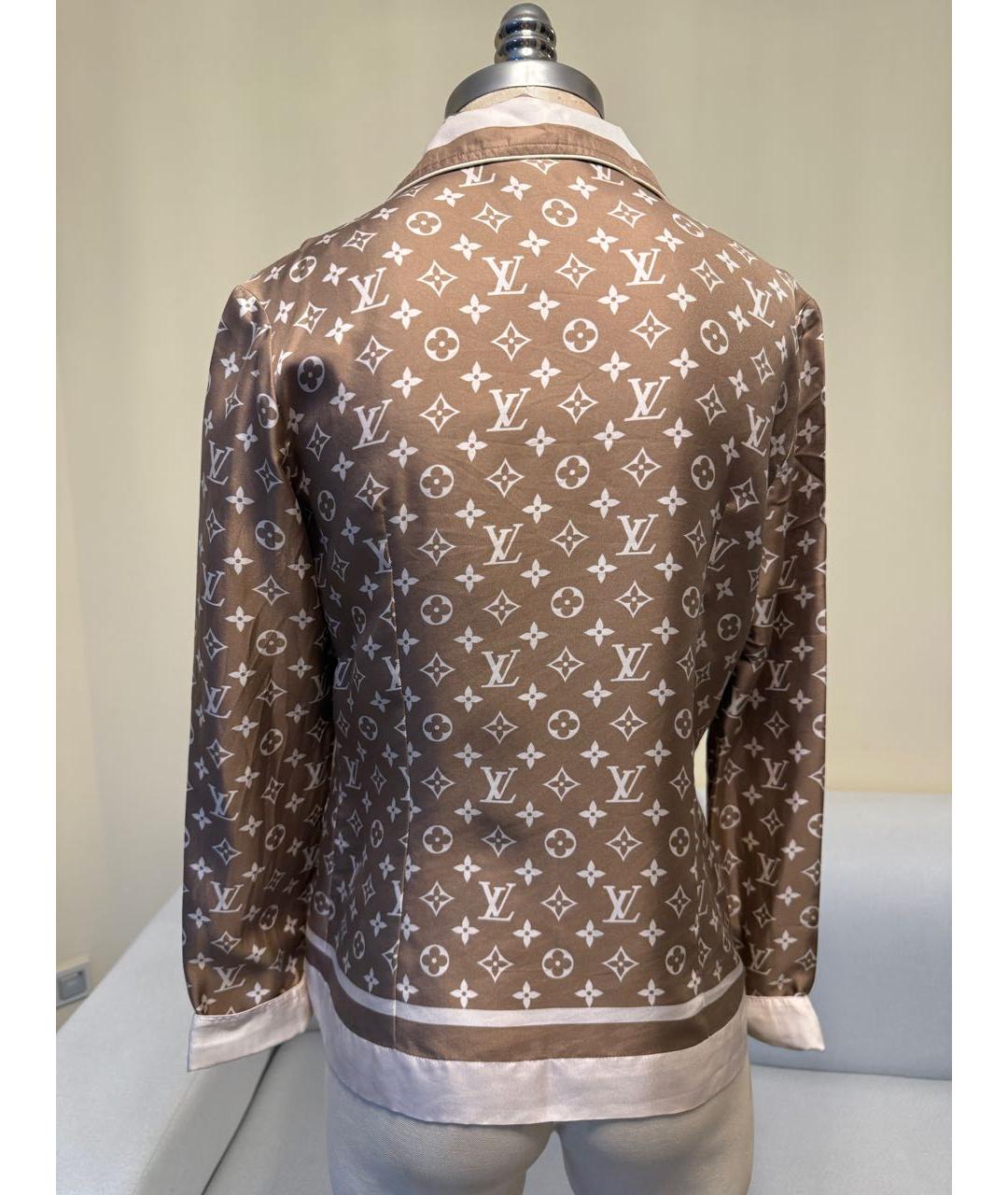 LOUIS VUITTON Коричневый шелковый костюм с брюками, фото 3