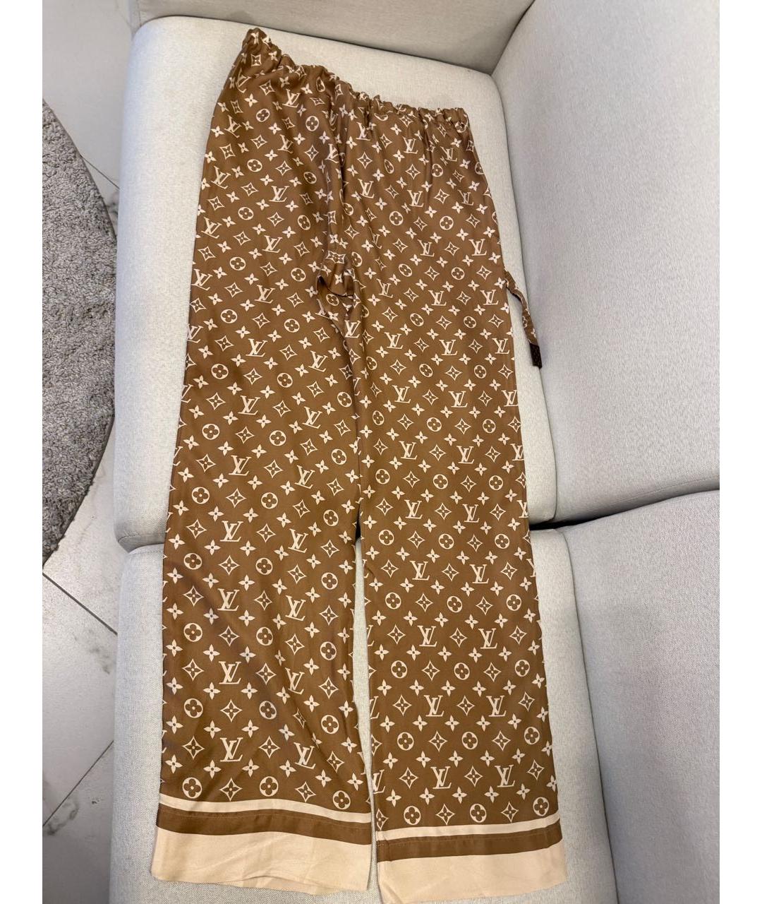 LOUIS VUITTON Коричневый шелковый костюм с брюками, фото 4
