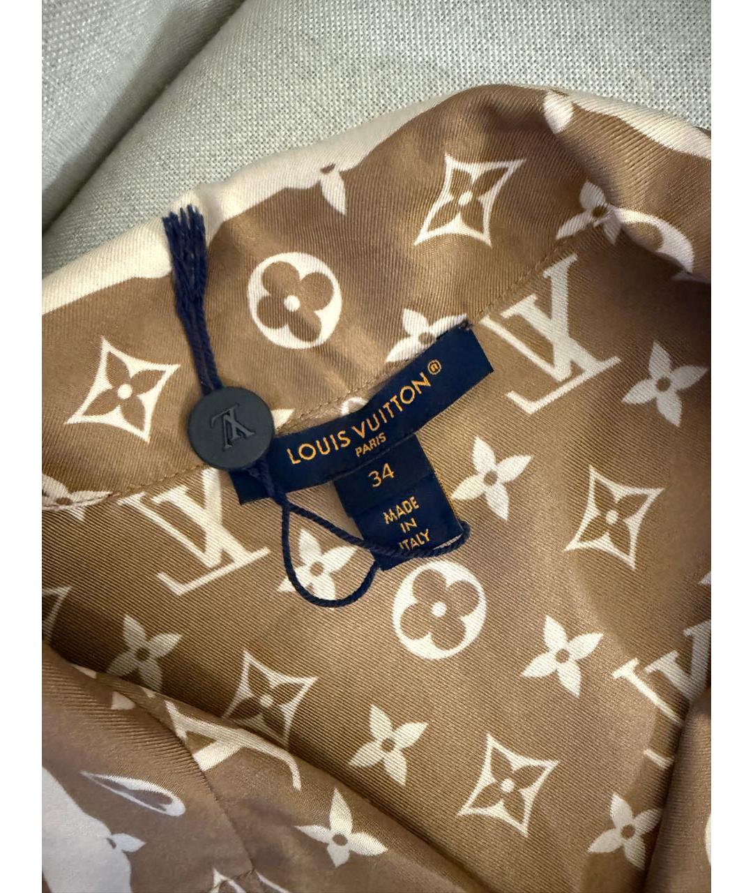 LOUIS VUITTON Коричневый шелковый костюм с брюками, фото 7