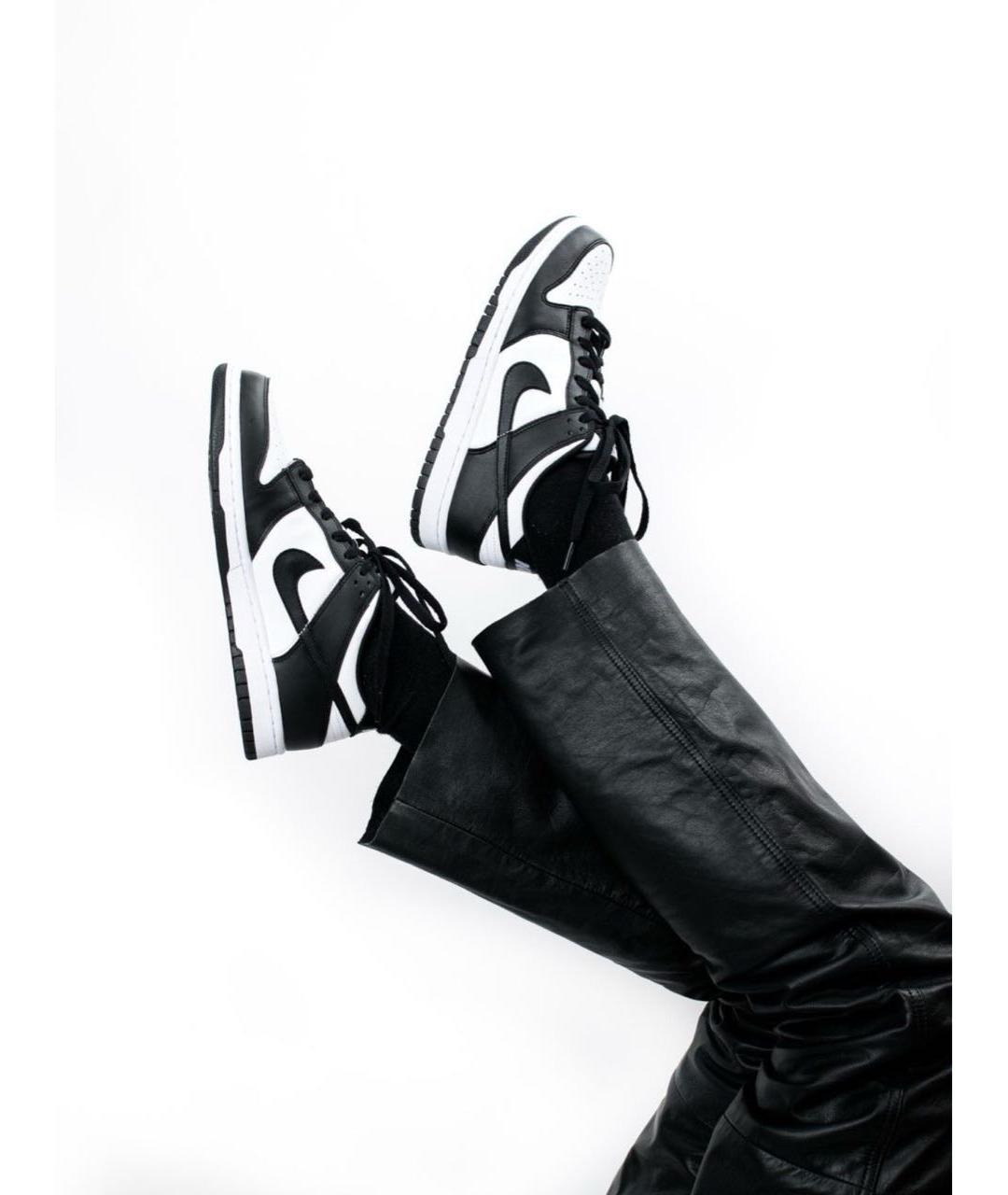 NIKE Черные кожаные низкие кроссовки / кеды, фото 8