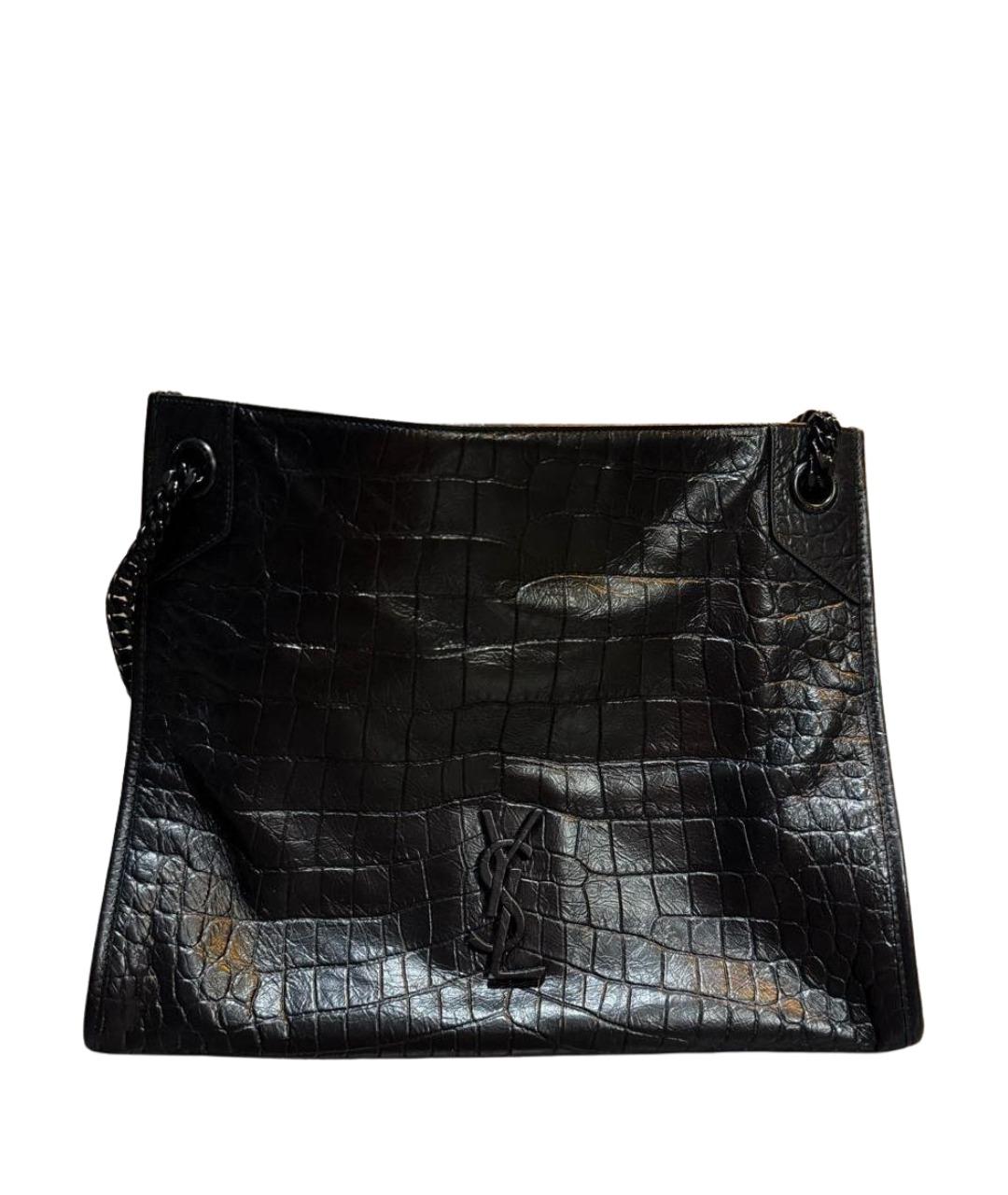 SAINT LAURENT Черная кожаная сумка тоут, фото 1