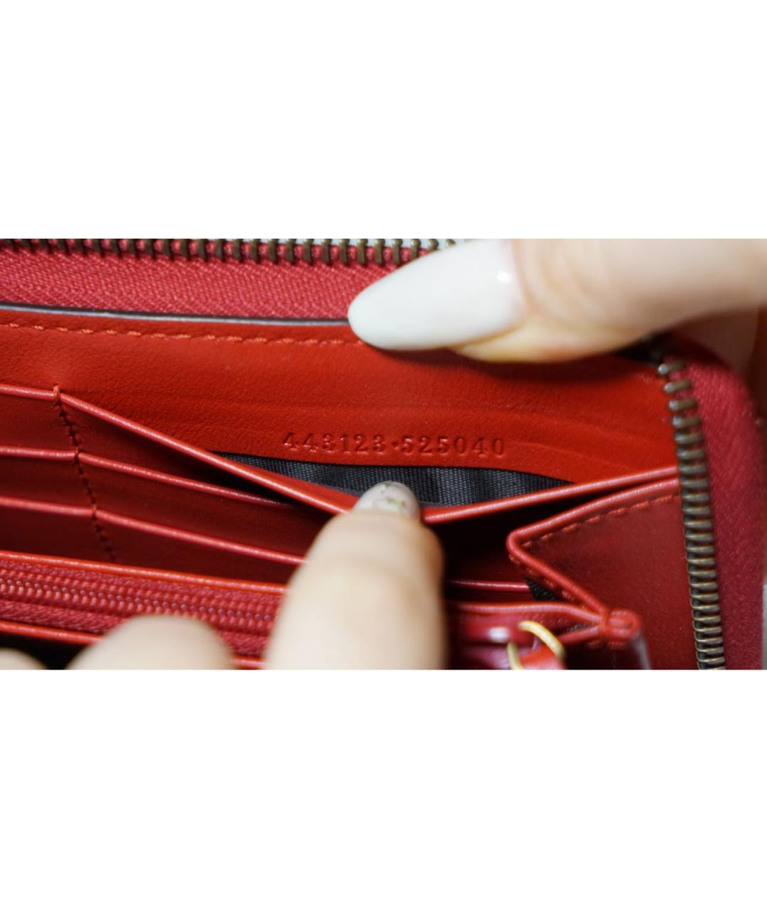 GUCCI Красный кожаный кошелек, фото 8