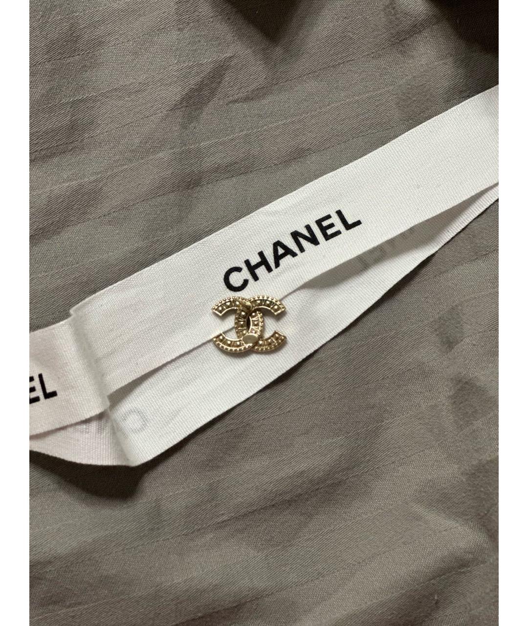 CHANEL Бежевые металлические серьги, фото 7