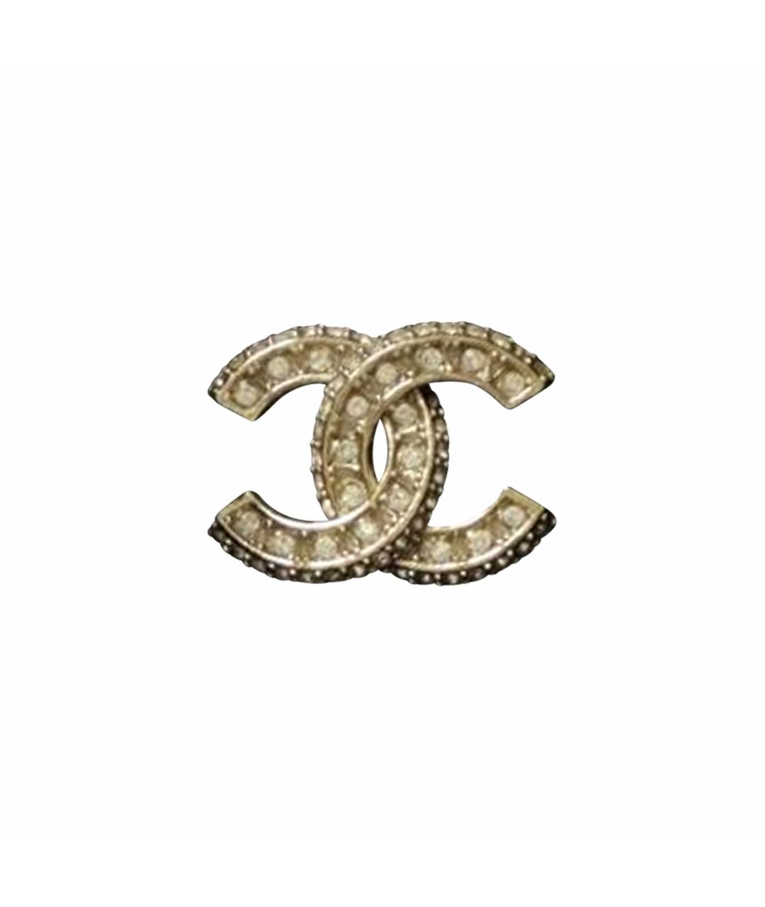 CHANEL Бежевые металлические серьги, фото 1