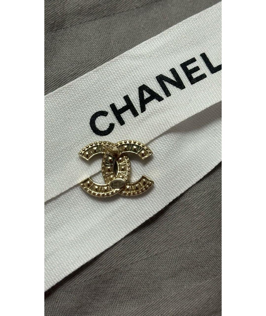 CHANEL Бежевые металлические серьги, фото 6