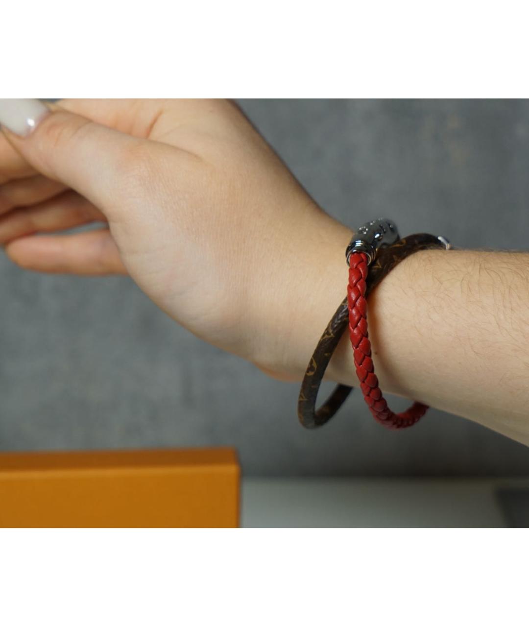 LOUIS VUITTON Красный кожаный браслет, фото 7