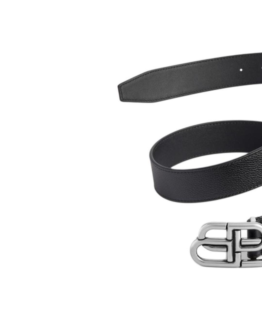 BALENCIAGA Черный кожаный ремень, фото 3