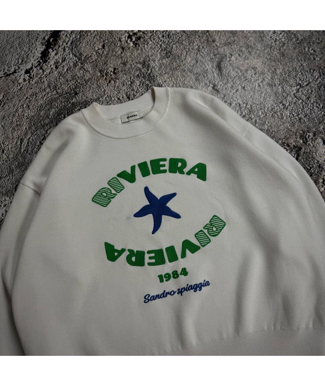 SANDRO Белый хлопковый джемпер / свитер, фото 4