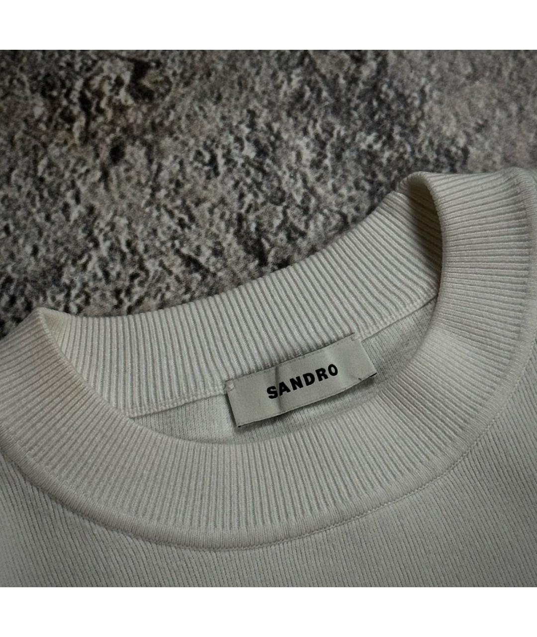 SANDRO Белый хлопковый джемпер / свитер, фото 3