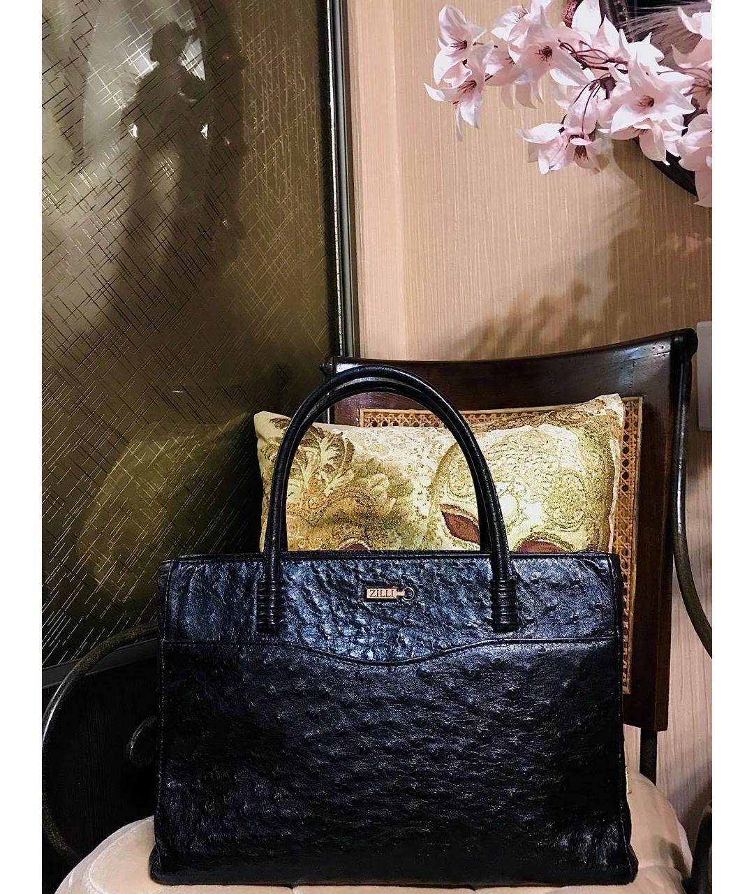 ZILLI Черная сумка с короткими ручками из экзотической кожи, фото 5