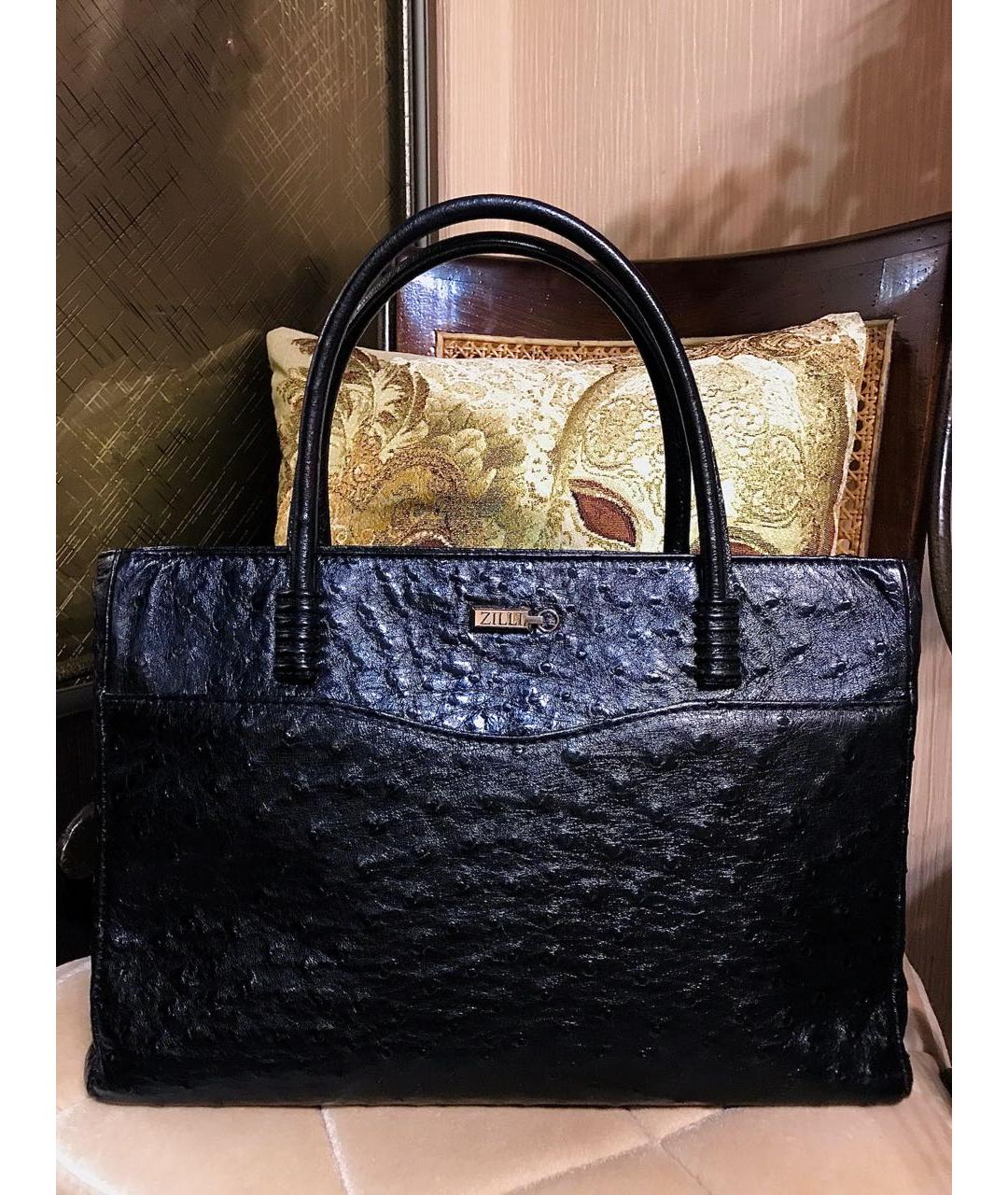 ZILLI Черная сумка с короткими ручками из экзотической кожи, фото 9