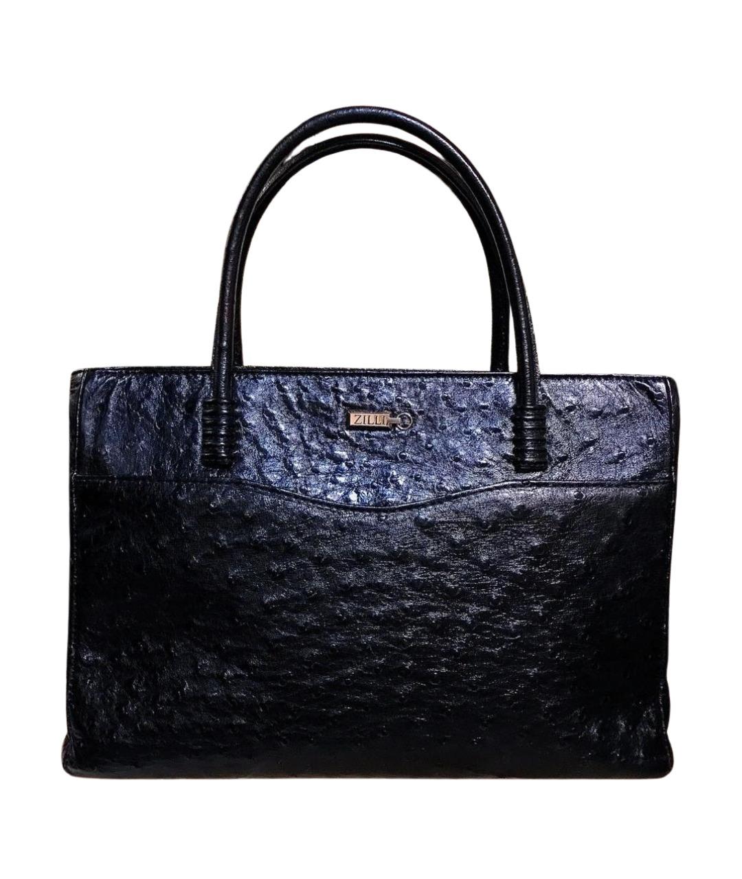 ZILLI Черная сумка с короткими ручками из экзотической кожи, фото 1