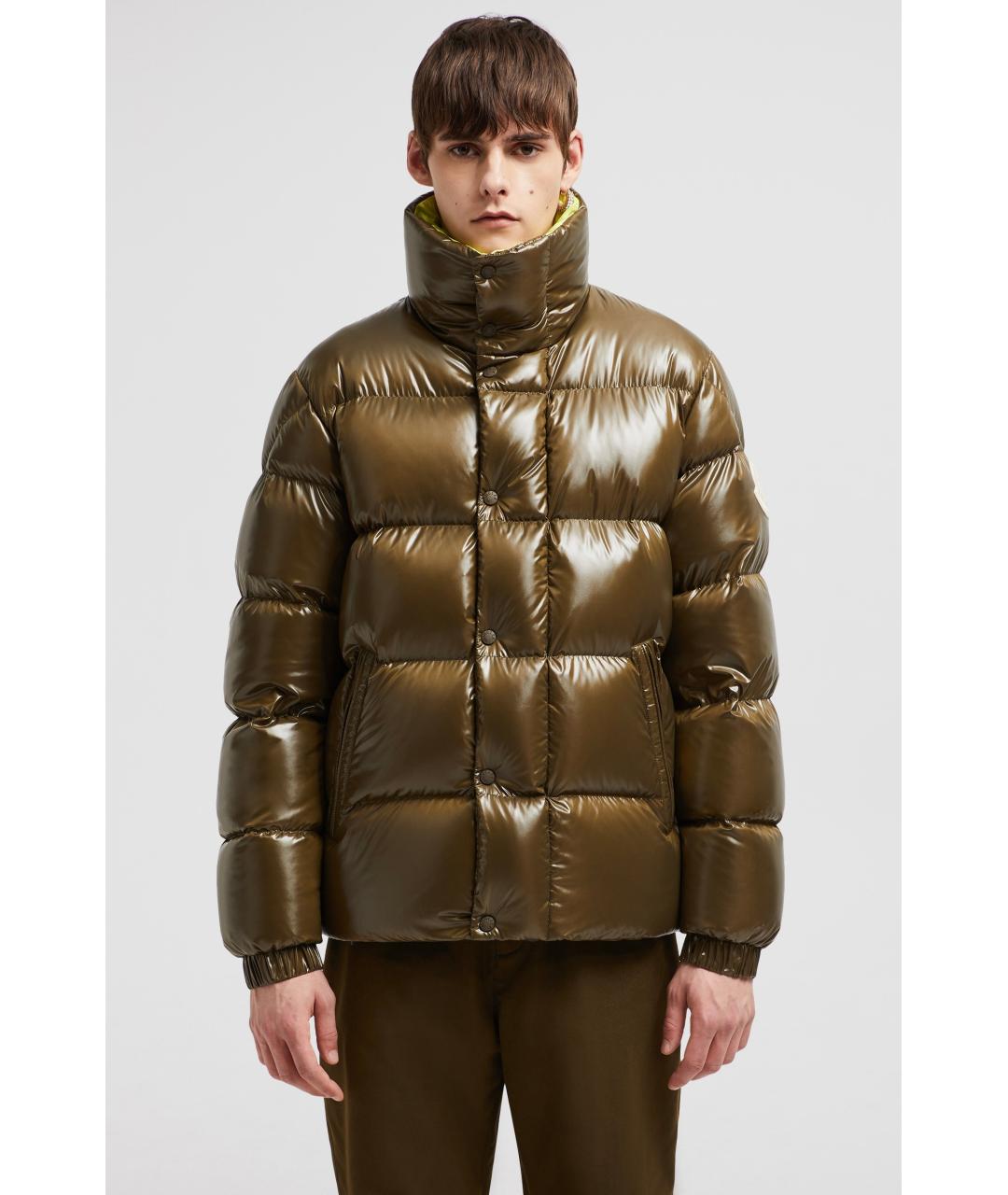 MONCLER Хаки полиамидовый пуховик, фото 5