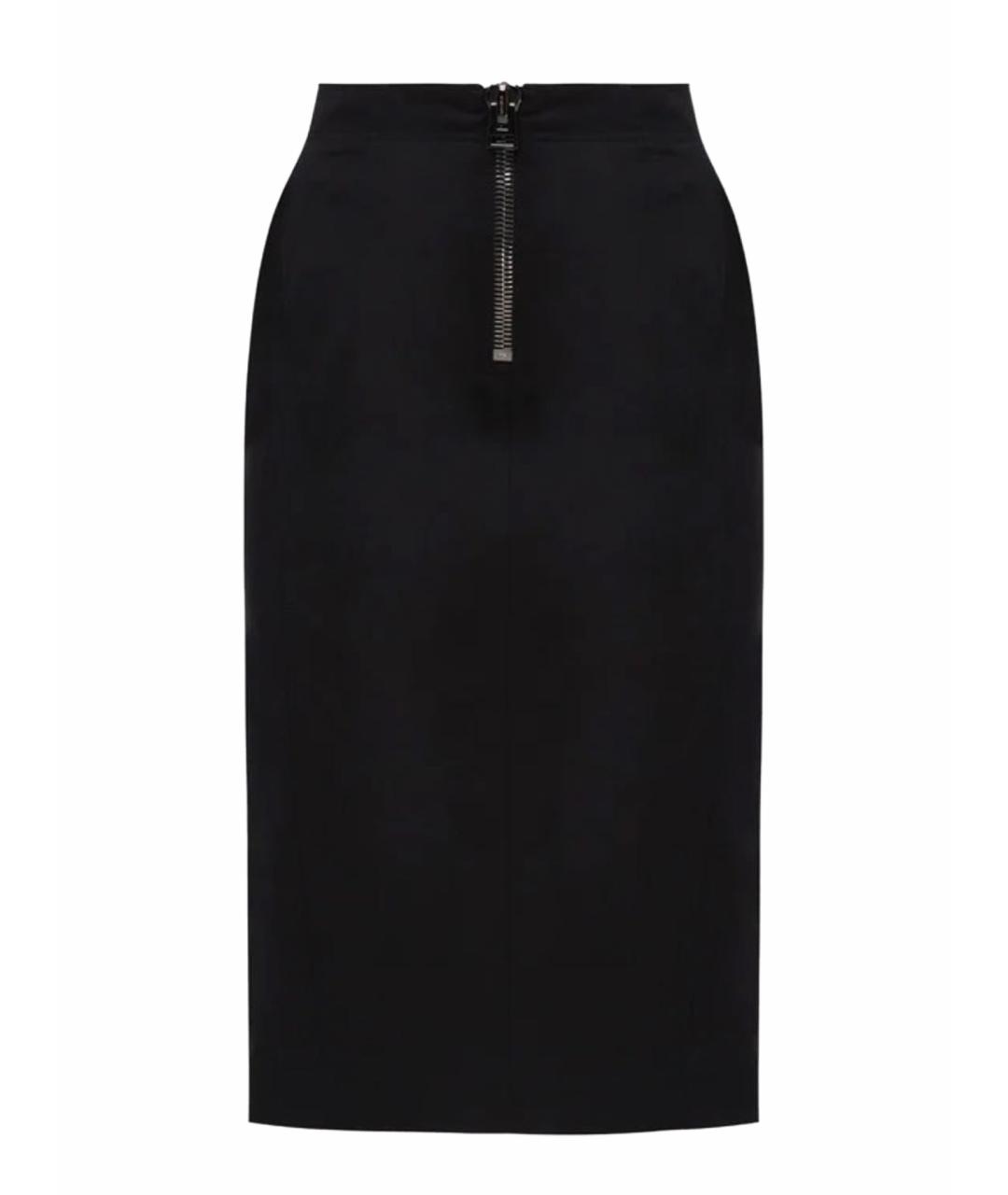 TOM FORD Черная хлопковая юбка миди, фото 1