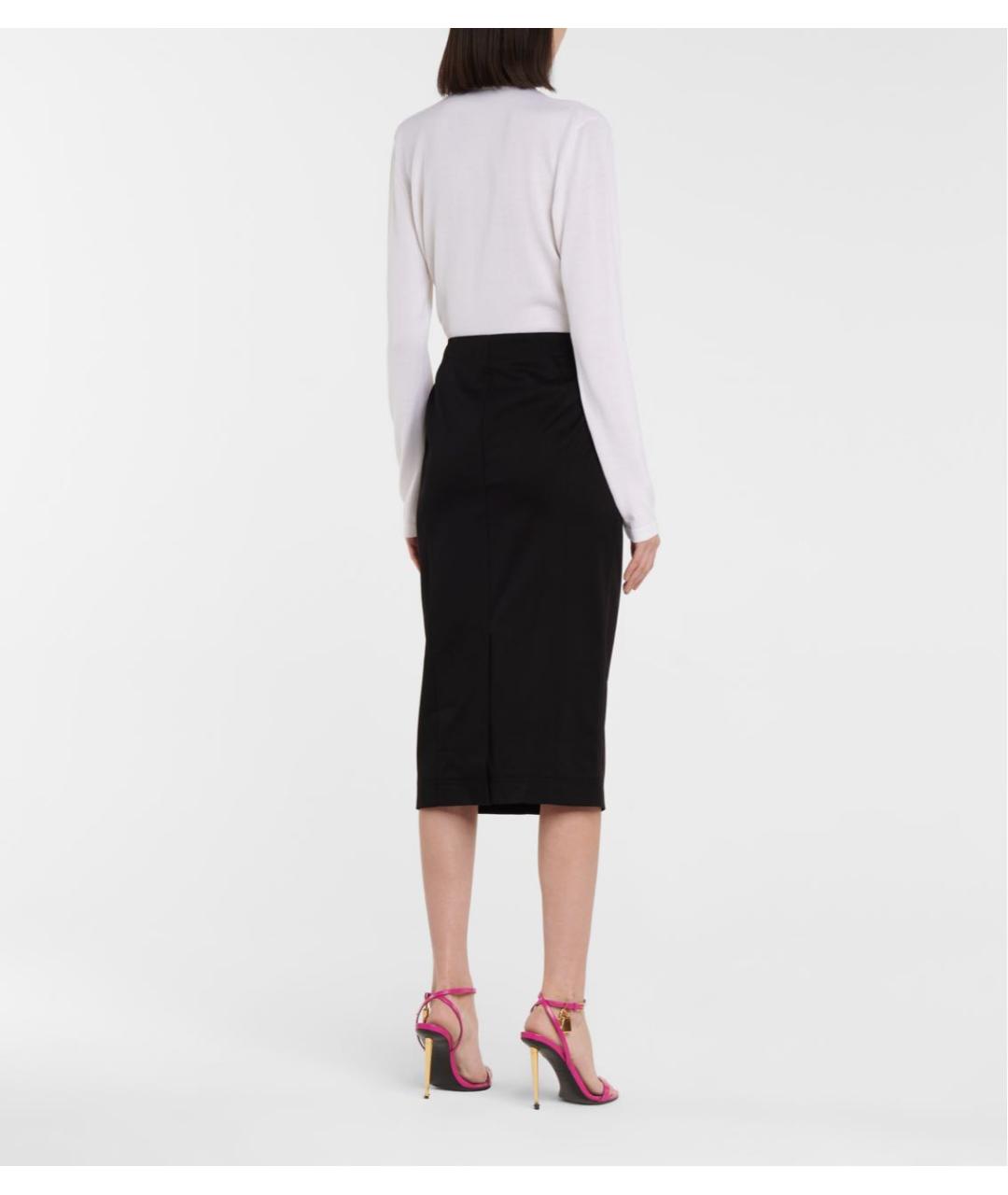 TOM FORD Черная хлопковая юбка миди, фото 2