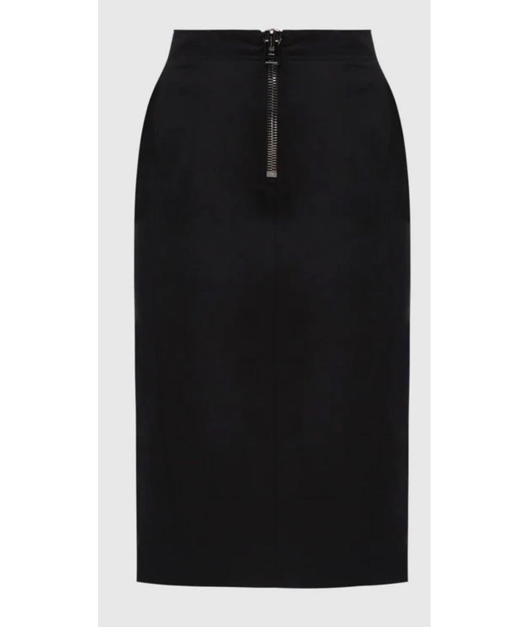 TOM FORD Черная хлопковая юбка миди, фото 6