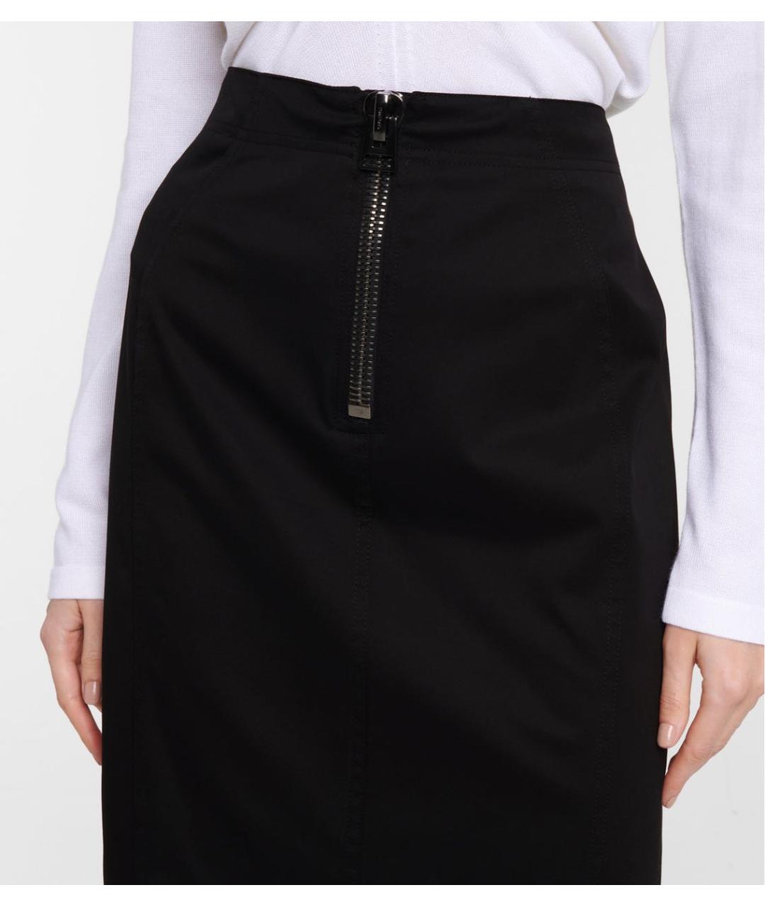 TOM FORD Черная хлопковая юбка миди, фото 3