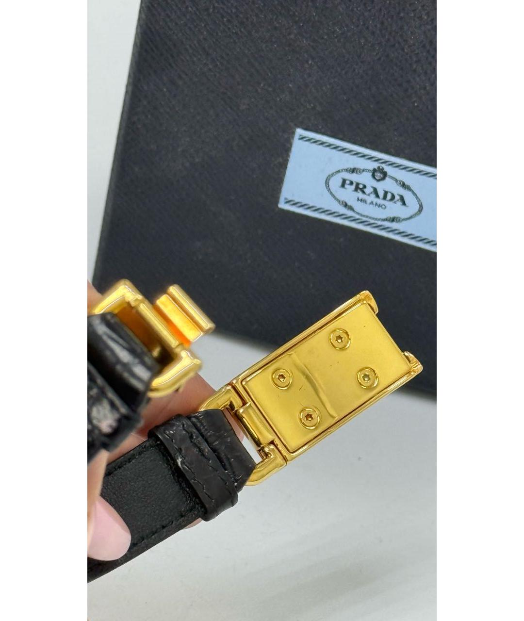 PRADA Черный кожаный браслет, фото 5