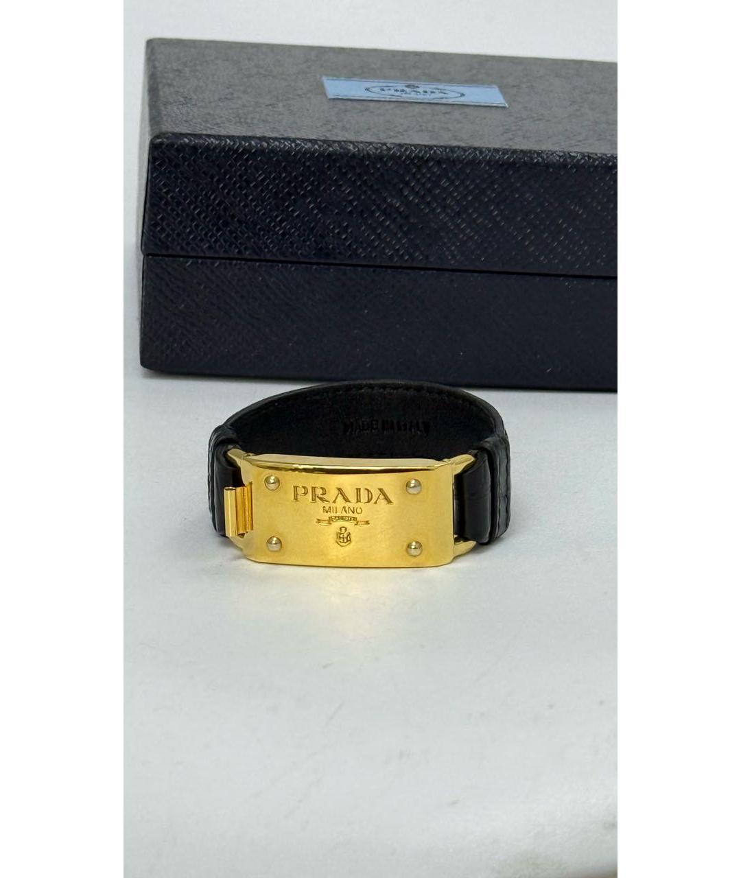 PRADA Черный кожаный браслет, фото 7