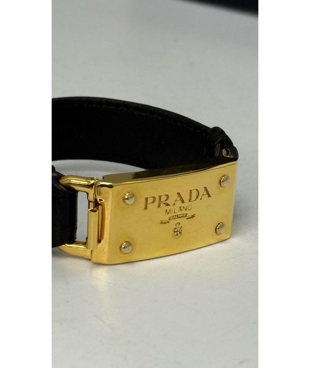 PRADA Черный кожаный браслет, фото 2
