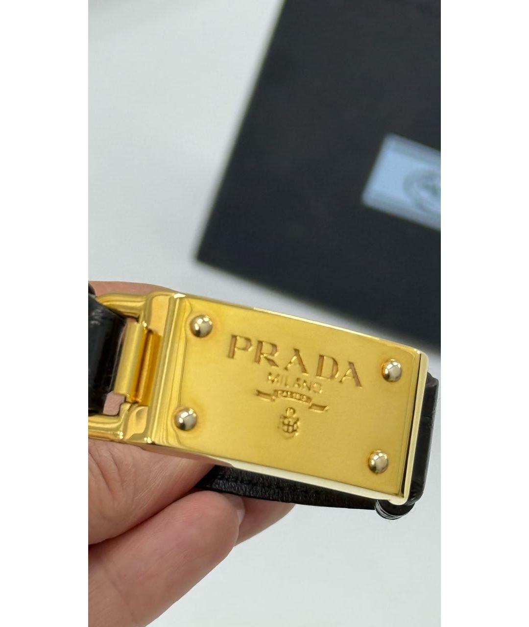 PRADA Черный кожаный браслет, фото 4