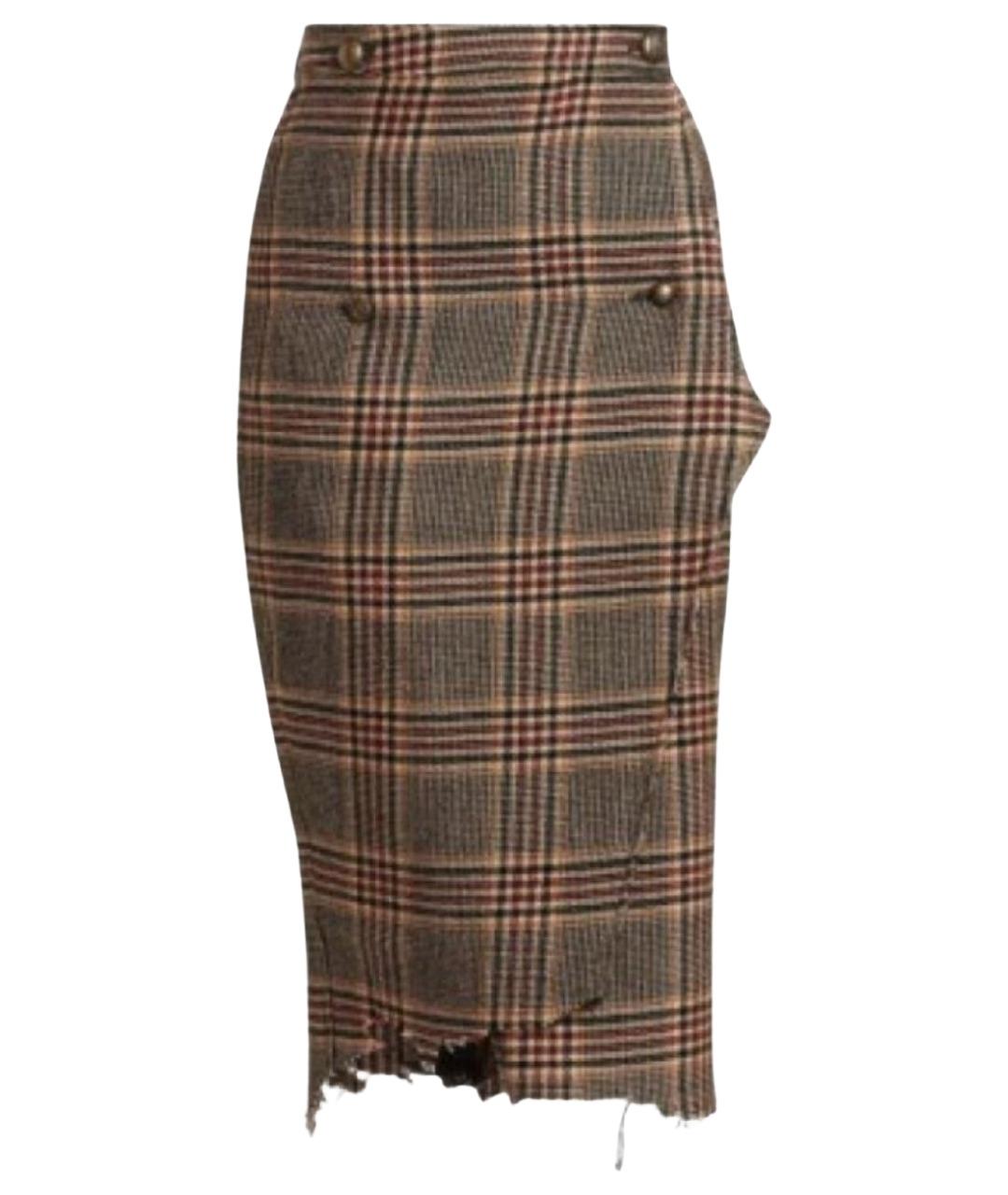 VETEMENTS Коричневая шерстяная юбка миди, фото 1