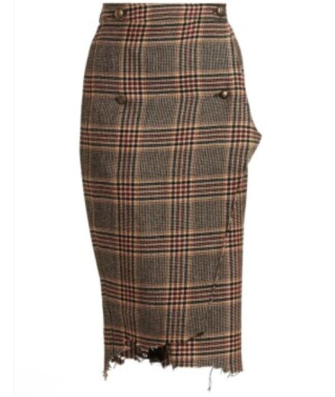 VETEMENTS Коричневая шерстяная юбка миди, фото 9