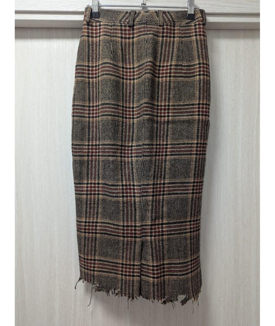 VETEMENTS Коричневая шерстяная юбка миди, фото 2