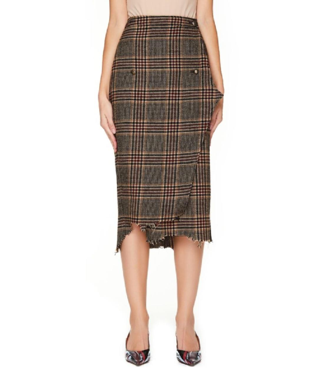 VETEMENTS Коричневая шерстяная юбка миди, фото 8