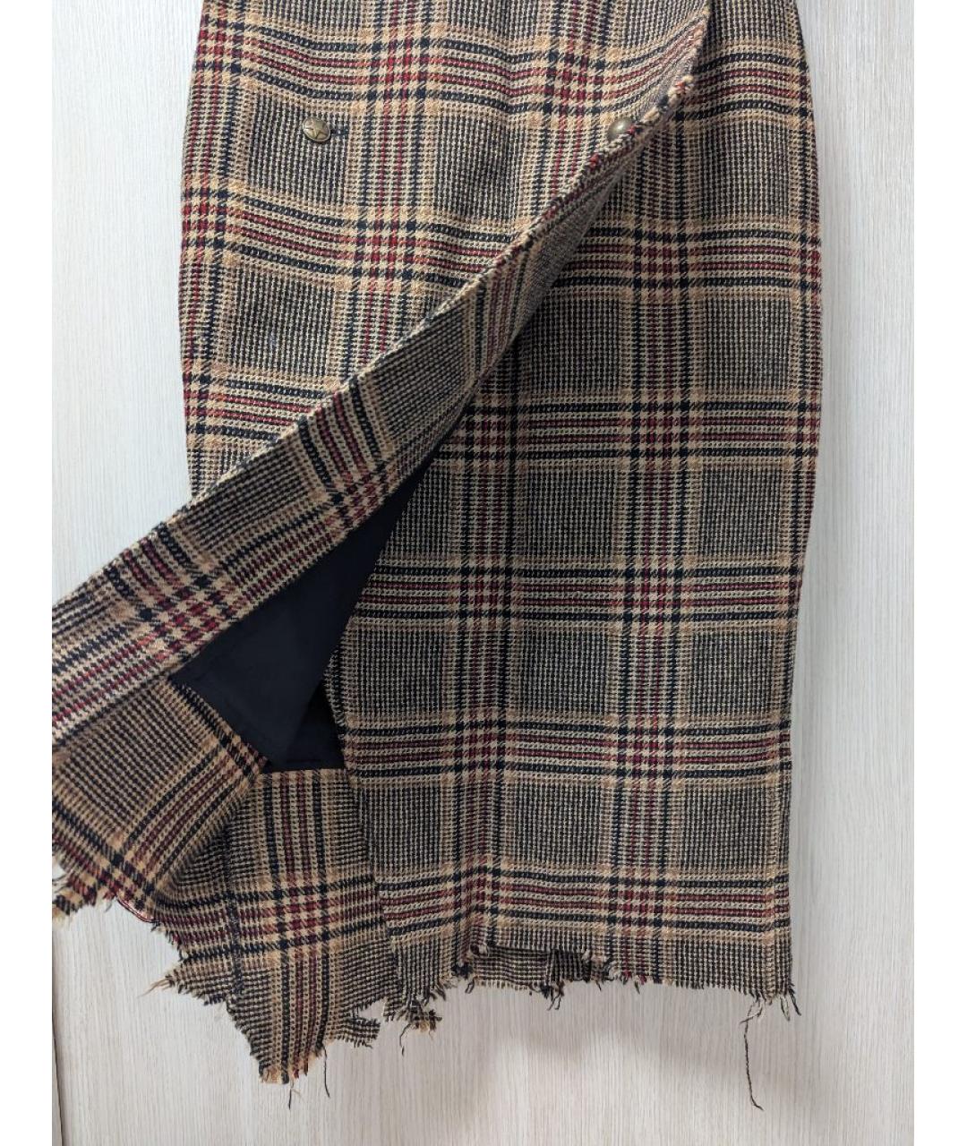 VETEMENTS Коричневая шерстяная юбка миди, фото 4