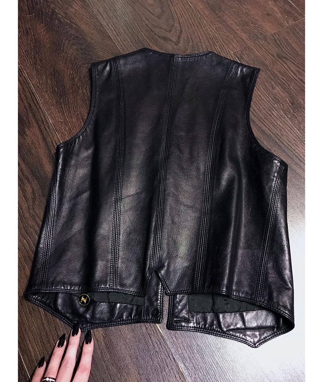 CELINE Черный кожаный жилет, фото 2