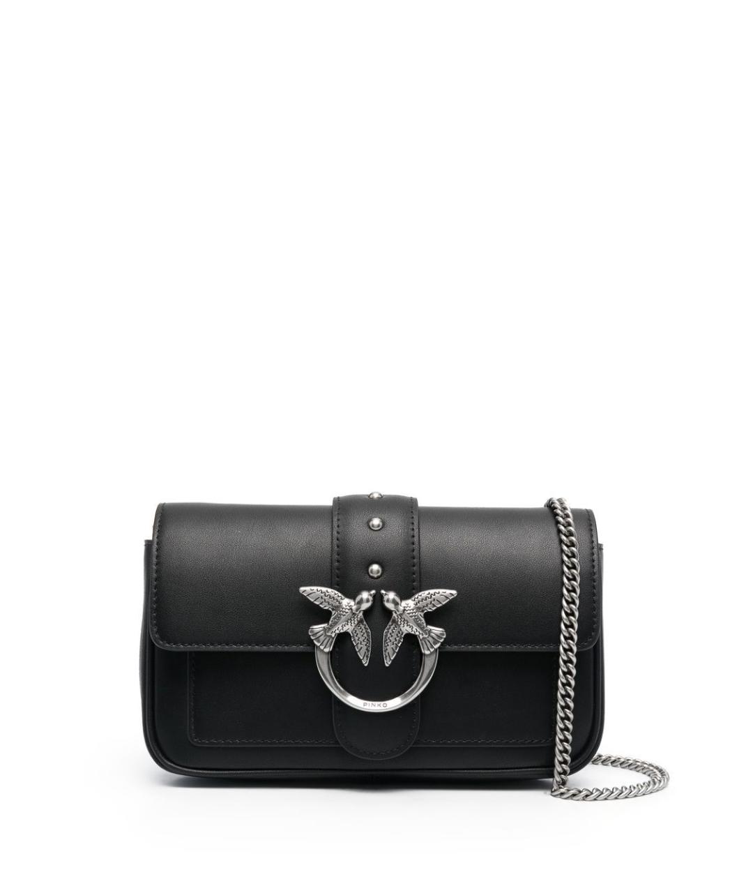 PINKO Черная кожаная сумка через плечо, фото 1