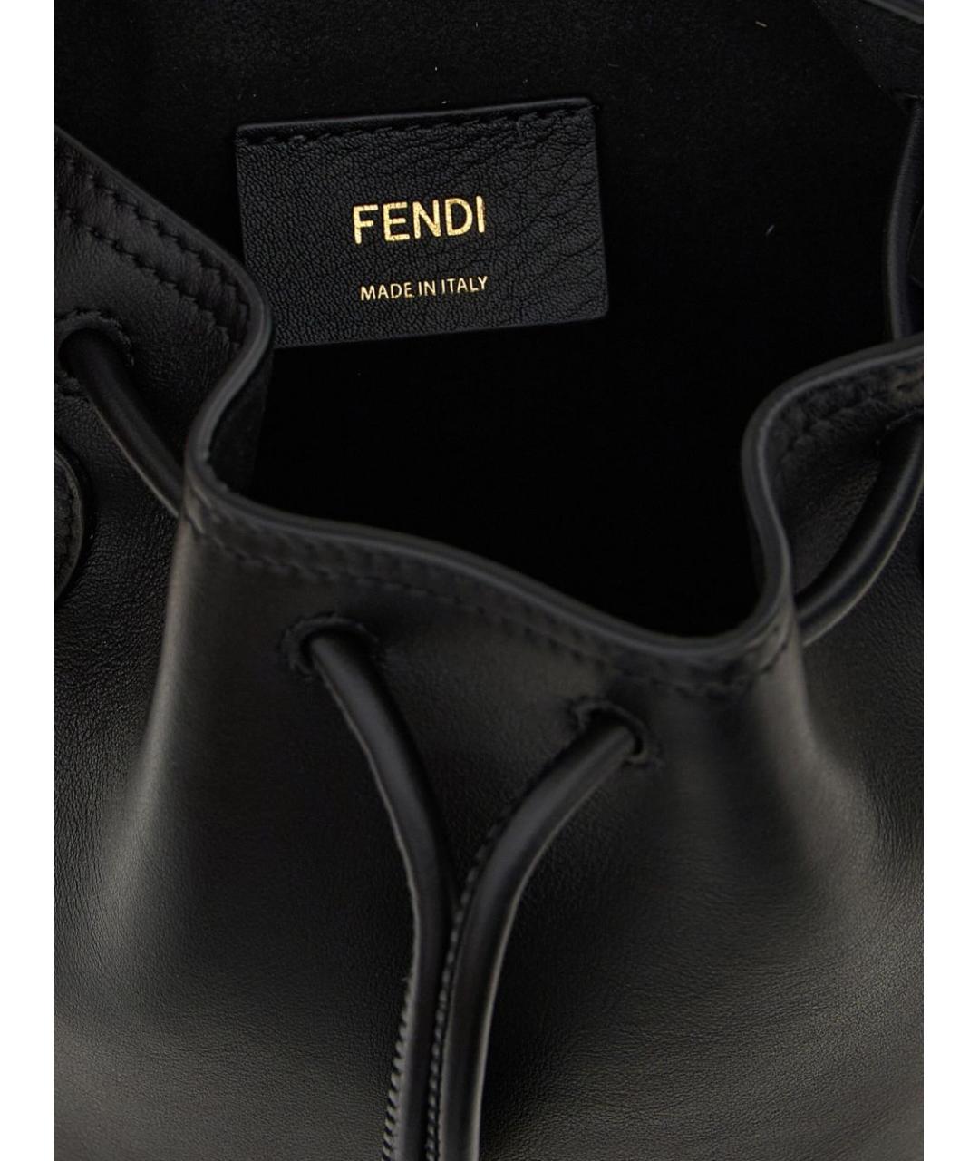FENDI Черная кожаная сумка с короткими ручками, фото 3