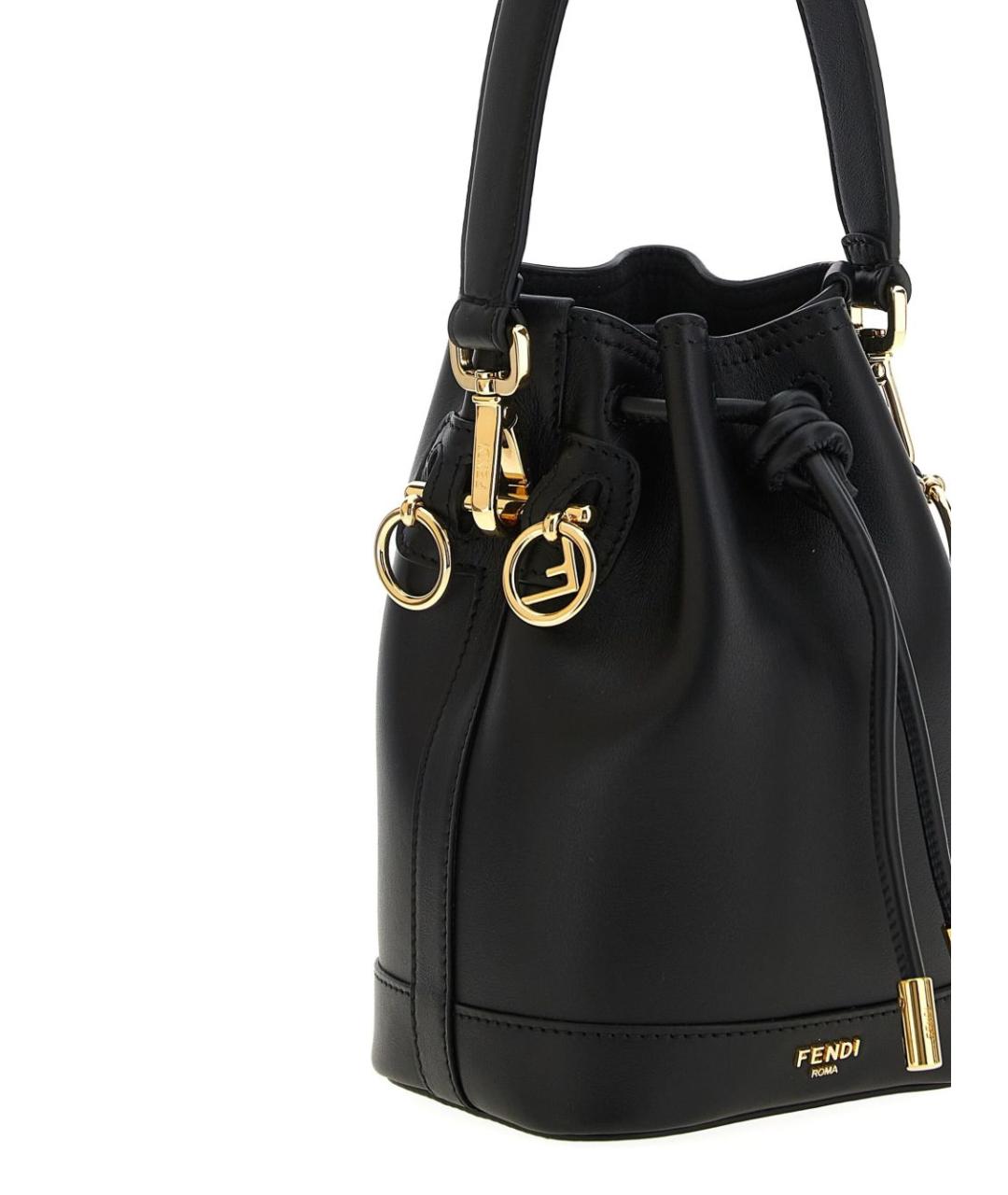 FENDI Черная кожаная сумка с короткими ручками, фото 2