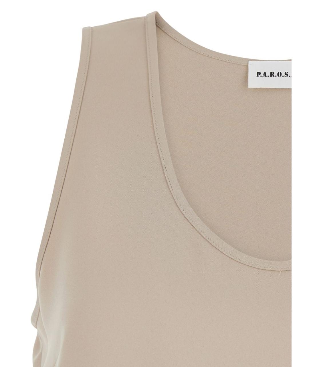 P.A.R.O.S.H. Бежевая полиэстеровая майка, фото 2