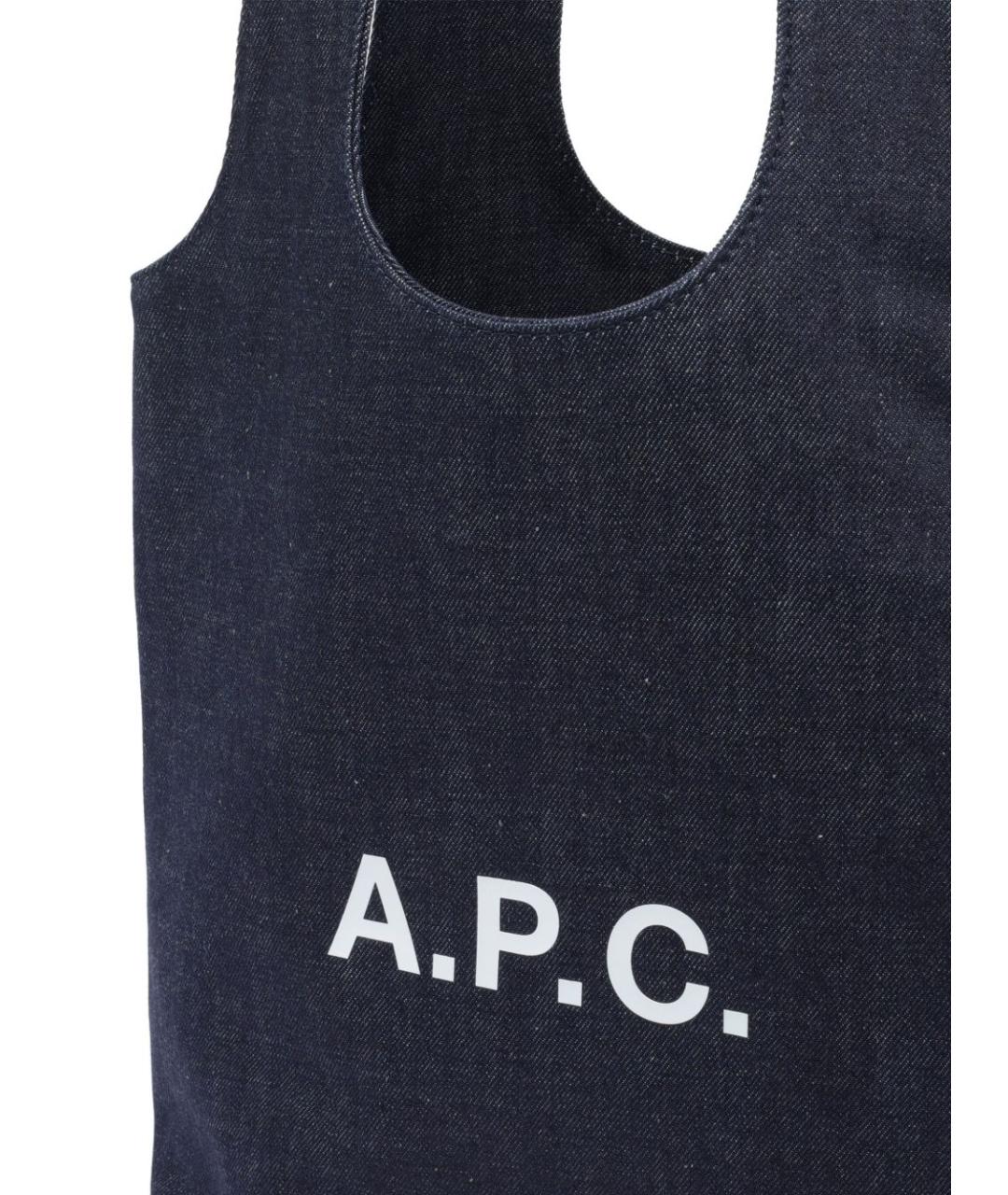 A.P.C. Синяя хлопковая сумка тоут, фото 4
