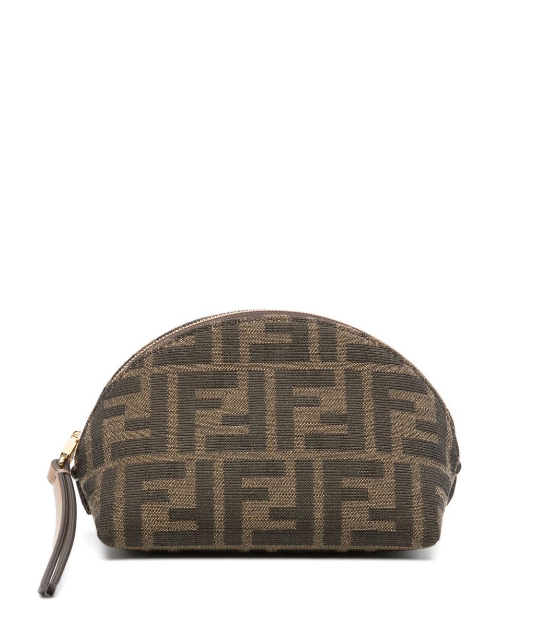 FENDI Коричневая тканевая косметичка, фото 1