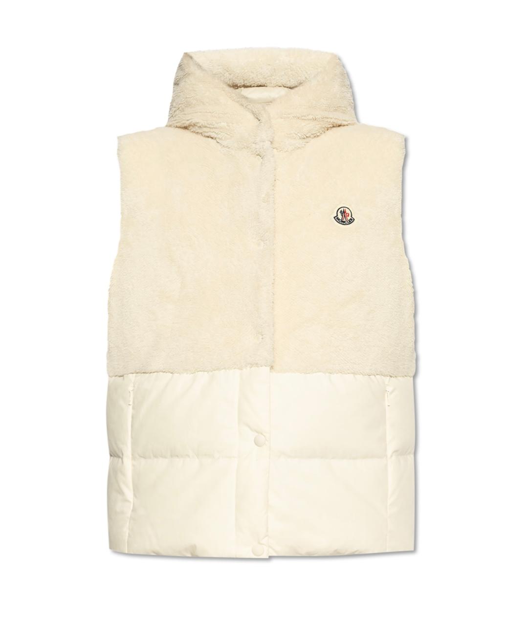 MONCLER Бежевый полиэстеровый жилет, фото 10