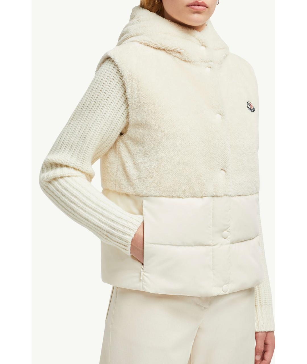 MONCLER Бежевый полиэстеровый жилет, фото 8