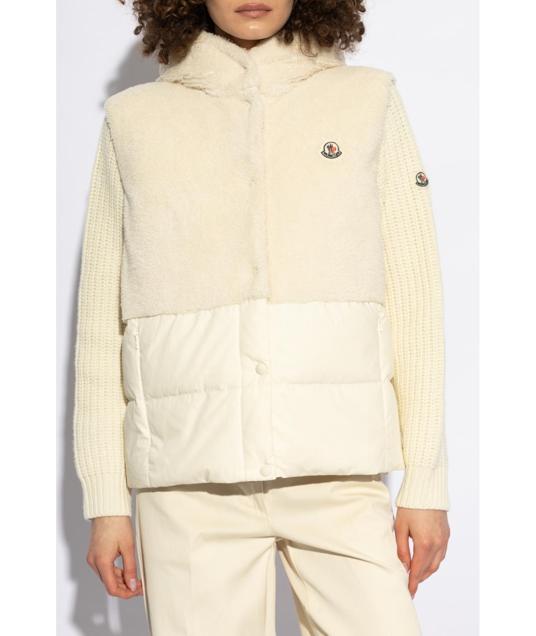 MONCLER Бежевый полиэстеровый жилет, фото 2
