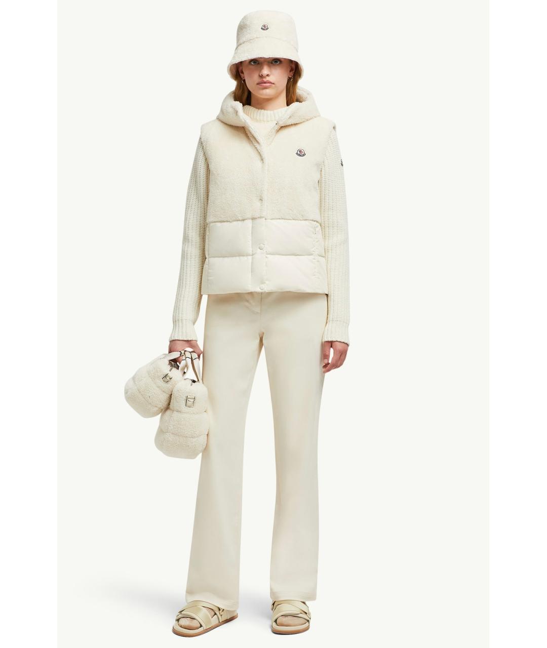 MONCLER Бежевый полиэстеровый жилет, фото 5