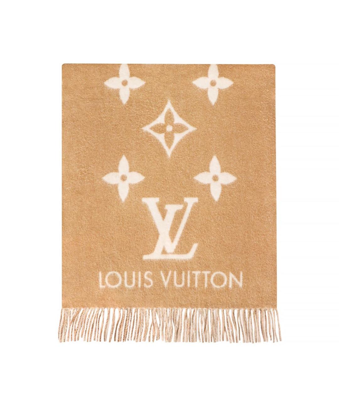 LOUIS VUITTON Бежевый кашемировый шарф, фото 4